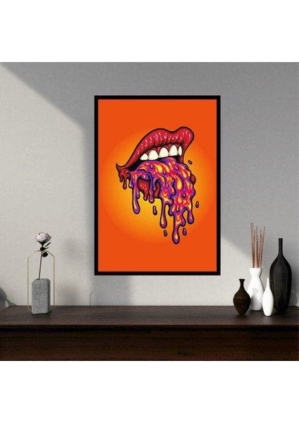 Büyük Boy Turuncu Renkli Solmaz Kaliteli Baskı Çerçeve Görünümlü Mdf Tablo 70X50CM 258
