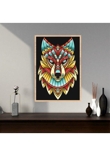 Kurt Hayvan Büyük Boy Renkli Solmaz Kaliteli Baskı Çerçeve Görünümlü Mdf Tablo 70X50CM 192