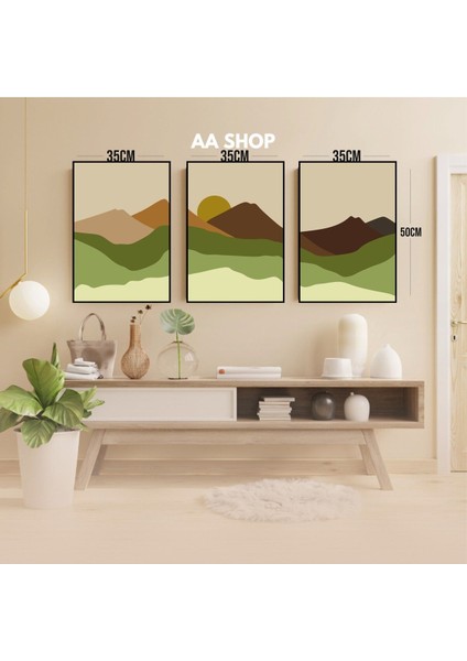 3 Parça Doğa Dağ Renkli Solmaz Kaliteli Baskı Çerçeve Görünümlü Mdf Tablo Set 68 modelleri
