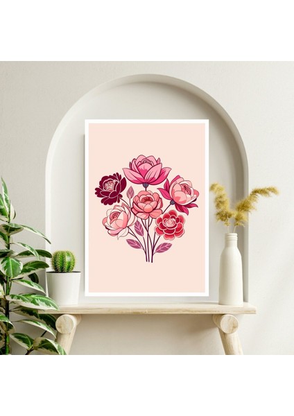 Gül Çiçek Büyük Boy Renkli Solmaz Kaliteli Baskı Çerçeve Görünümlü Mdf Tablo 70X50CM 70 fiyatları