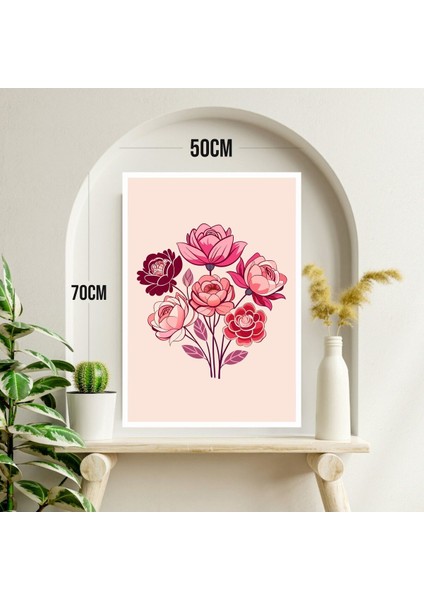 Gül Çiçek Büyük Boy Renkli Solmaz Kaliteli Baskı Çerçeve Görünümlü Mdf Tablo 70X50CM 70 modelleri