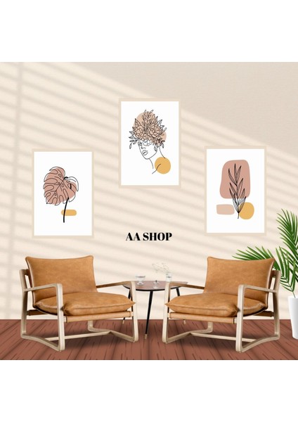 3 Parça Kadın Çiçek Renkli Solmaz Kaliteli Baskı Çerçeve Görünümlü Mdf Tablo Set 5 fiyatları