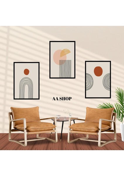 3 Parça Geometrik Renkli Solmaz Kaliteli Baskı Çerçeve Görünümlü Mdf Tablo Set 1 fiyatları