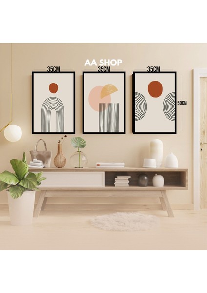 3 Parça Geometrik Renkli Solmaz Kaliteli Baskı Çerçeve Görünümlü Mdf Tablo Set 1 modelleri