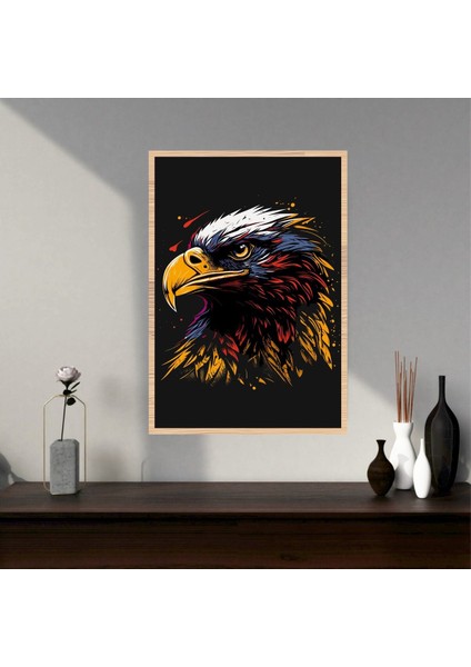 Kartal Hayvan Büyük Boy Renkli Solmaz Kaliteli Baskı Çerçeve Görünümlü Mdf Tablo 70X50CM 230