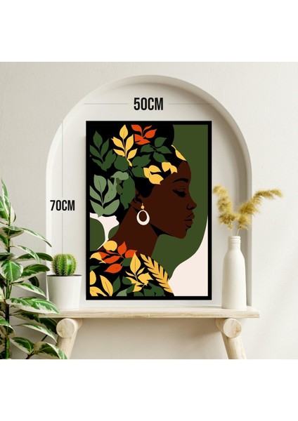 Afrika Kadın Büyük Boy Renkli Solmaz Kaliteli Baskı Çerçeve Görünümlü Mdf Tablo 70X50CM 11 modelleri