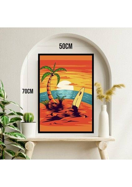 Sahil Deniz Manzara Büyük Boy Renkli Solmaz Kaliteli Baskı Çerçeve Görünümlü Mdf Tablo 70X50CM 87 modelleri