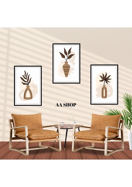 3 Parça Çiçek Yaprak Renkli Solmaz Kaliteli Baskı Çerçeve Görünümlü Mdf Tablo Set 80 fiyatları