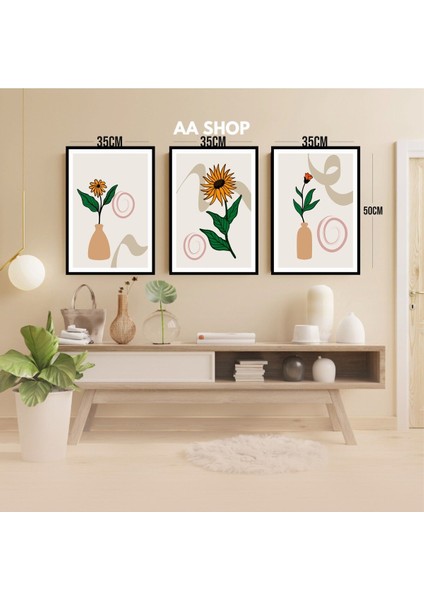 3 Parça Çiçek Yaprak Renkli Solmaz Kaliteli Baskı Çerçeve Görünümlü Mdf Tablo Set 40 modelleri