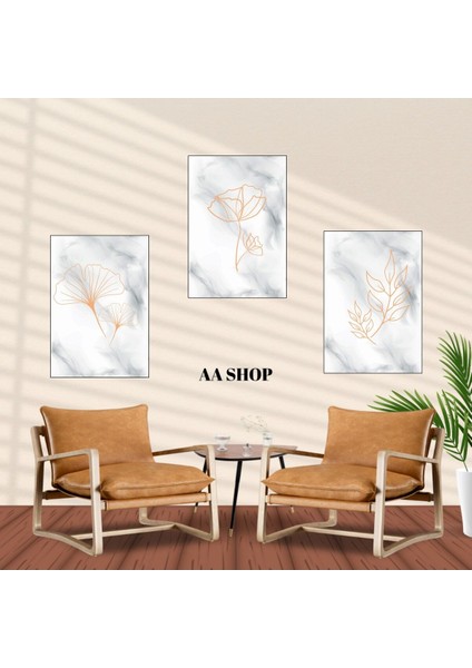 3 Parça Mermer Desenli Renkli Solmaz Kaliteli Baskı Çerçeve Görünümlü Mdf Tablo Set 30 fiyatları