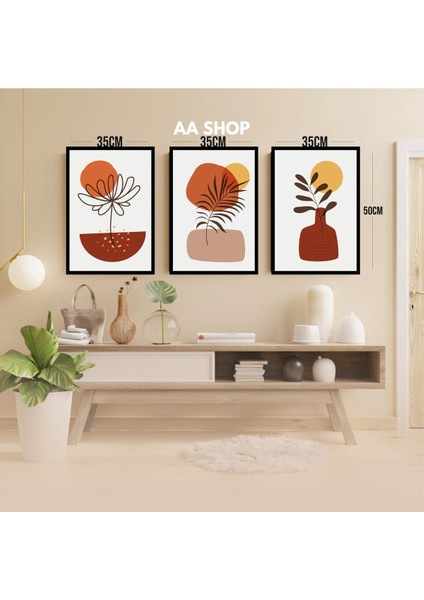 3 Parça Çiçek Yaprak Renkli Solmaz Kaliteli Baskı Çerçeve Görünümlü Mdf Tablo Set 24 modelleri