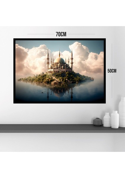 Camii Manzara Büyük Boy Renkli Solmaz Kaliteli Baskı Çerçeve Görünümlü Mdf Tablo 70X50CM 174 modelleri