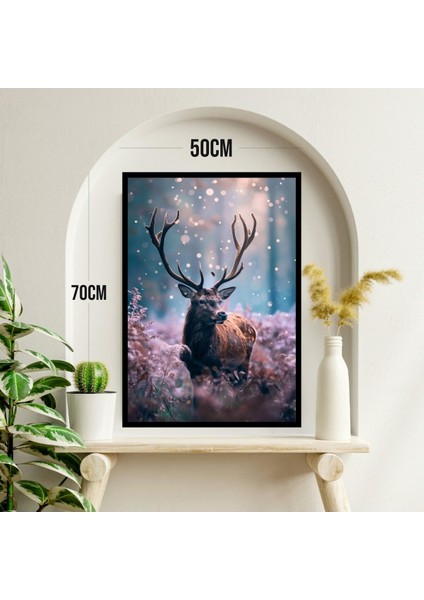 Geyik Doğa Büyük Boy Renkli Solmaz Kaliteli Baskı Çerçeve Görünümlü Mdf Tablo 70X50CM 44 modelleri