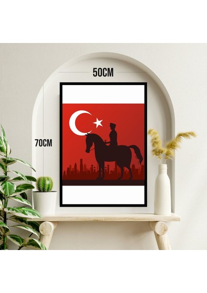 Atatürk Bayrak Büyük Boy Renkli Solmaz Kaliteli Baskı Çerçeve Görünümlü Mdf Tablo 70X50CM 197 modelleri