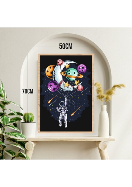 Uzay Astronot Büyük Boy Renkli Solmaz Kaliteli Baskı Çerçeve Görünümlü Mdf Tablo 70X50CM 201 modelleri