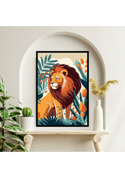 Aslan Doğa Büyük Boy Renkli Solmaz Kaliteli Baskı Çerçeve Görünümlü Mdf Tablo 70X50CM 246 fiyatları