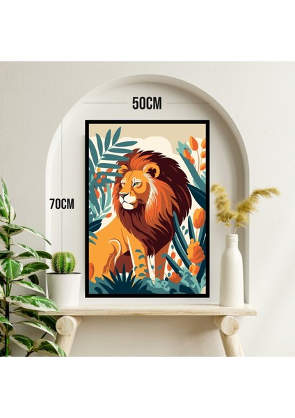 Aslan Doğa Büyük Boy Renkli Solmaz Kaliteli Baskı Çerçeve Görünümlü Mdf Tablo 70X50CM 246 modelleri