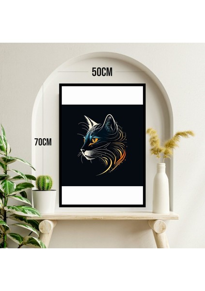 Kedi Hayvan Büyük Boy Renkli Solmaz Kaliteli Baskı Çerçeve Görünümlü Mdf Tablo 70X50CM 180 modelleri