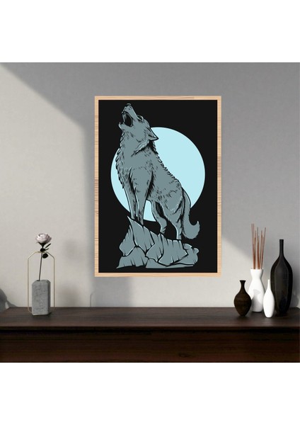 Kurt Hayvan Büyük Boy Renkli Solmaz Kaliteli Baskı Çerçeve Görünümlü Mdf Tablo 70X50CM 268
