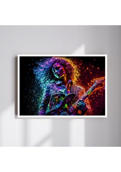 Müzik Kadın Büyük Boy Renkli Solmaz Kaliteli Baskı Çerçeve Görünümlü Mdf Tablo 70X50CM 143
