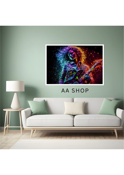 Müzik Kadın Büyük Boy Renkli Solmaz Kaliteli Baskı Çerçeve Görünümlü Mdf Tablo 70X50CM 143 fiyatları