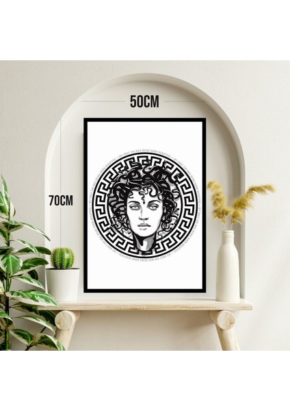 Medusa Kadın Yunan Büyük Boy Renkli Solmaz Kaliteli Baskı Çerçeve Görünümlü Mdf Tablo 70X50CM 248 modelleri