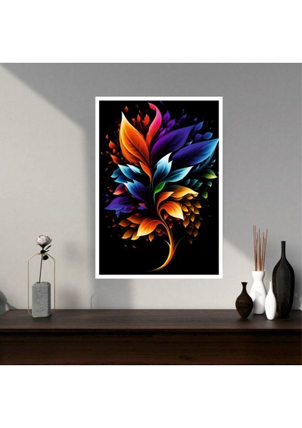 Çiçek Büyük Boy Renkli Solmaz Kaliteli Baskı Çerçeve Görünümlü Mdf Tablo 70X50CM 156