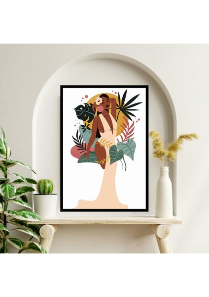 Kadın Çiçek Büyük Boy Renkli Solmaz Kaliteli Baskı Çerçeve Görünümlü Mdf Tablo 70X50CM 13 fiyatları