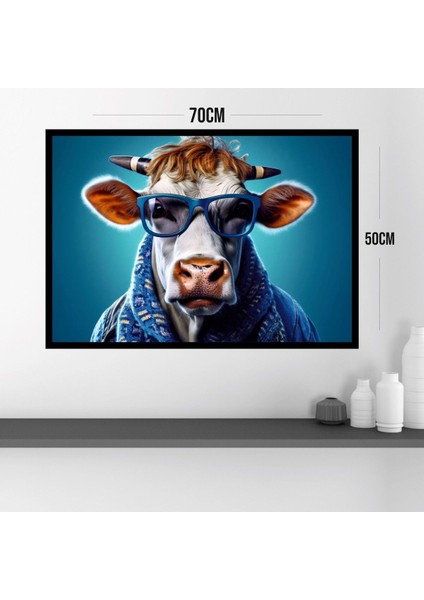Inek Hayvan Büyük Boy Renkli Solmaz Kaliteli Baskı Çerçeve Görünümlü Mdf Tablo 70X50CM 40 modelleri