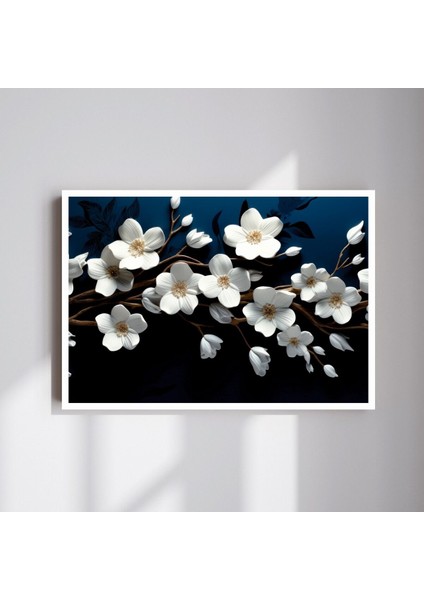 Çiçek Büyük Boy Renkli Solmaz Kaliteli Baskı Çerçeve Görünümlü Mdf Tablo 70X50CM 82