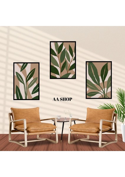 3 Parça Yaprak Renkli Solmaz Kaliteli Baskı Çerçeve Görünümlü Mdf Tablo Set 16 fiyatları