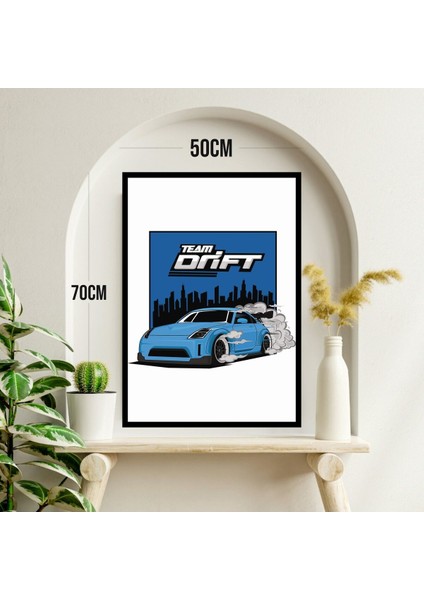 Araba Drift Büyük Boy Renkli Solmaz Kaliteli Baskı Çerçeve Görünümlü Mdf Tablo 70X50CM 223 modelleri