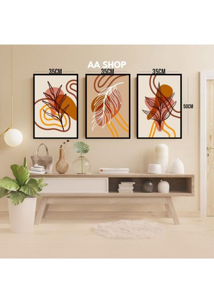 3 Parça Çiçek Yaprak Renkli Solmaz Kaliteli Baskı Çerçeve Görünümlü Mdf Tablo Set 70 modelleri