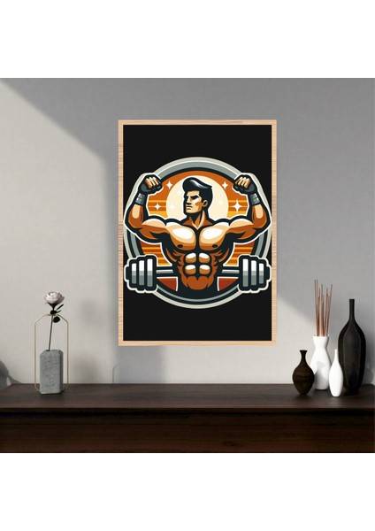 Fitness Spor Büyük Boy Renkli Solmaz Kaliteli Baskı Çerçeve Görünümlü Mdf Tablo 70X50CM 232