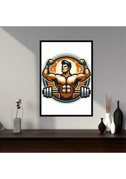 Fitness Spor Büyük Boy Renkli Solmaz Kaliteli Baskı Çerçeve Görünümlü Mdf Tablo 70X50CM 117