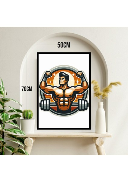 Fitness Spor Büyük Boy Renkli Solmaz Kaliteli Baskı Çerçeve Görünümlü Mdf Tablo 70X50CM 117 modelleri