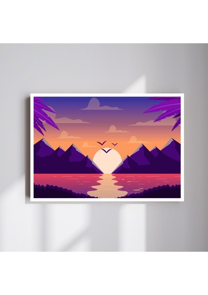 Doğa Manzara Büyük Boy Renkli Solmaz Kaliteli Baskı Çerçeve Görünümlü Mdf Tablo 70X50CM 113