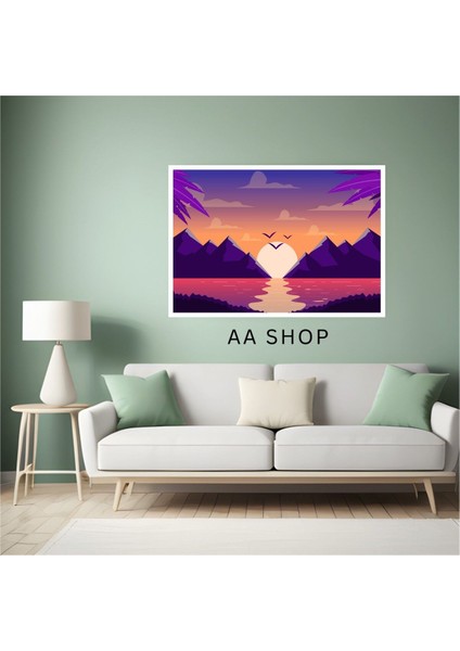 Doğa Manzara Büyük Boy Renkli Solmaz Kaliteli Baskı Çerçeve Görünümlü Mdf Tablo 70X50CM 113 fiyatları