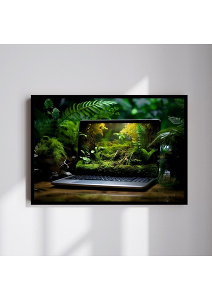 Laptop Doğa Büyük Boy Renkli Solmaz Kaliteli Baskı Çerçeve Görünümlü Mdf Tablo 70X50CM 89