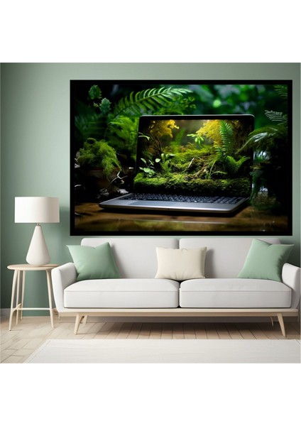 Laptop Doğa Büyük Boy Renkli Solmaz Kaliteli Baskı Çerçeve Görünümlü Mdf Tablo 70X50CM 89 fiyatları