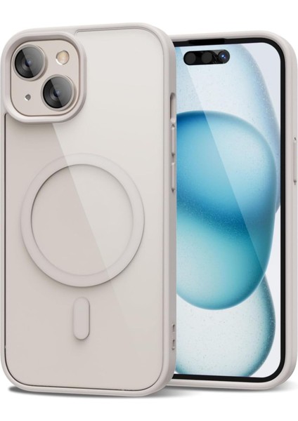 iPhone 15 Uyumlu Kamera Çıkıntılı Şarj Destekli Kenarı Renkli Hassas Butonlu Magsafe Kılıf