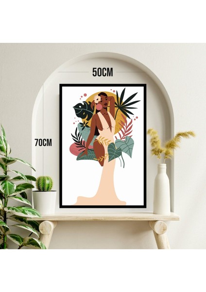 Kadın Çiçek Büyük Boy Renkli Solmaz Kaliteli Baskı Çerçeve Görünümlü Mdf Tablo 70X50CM 13 modelleri