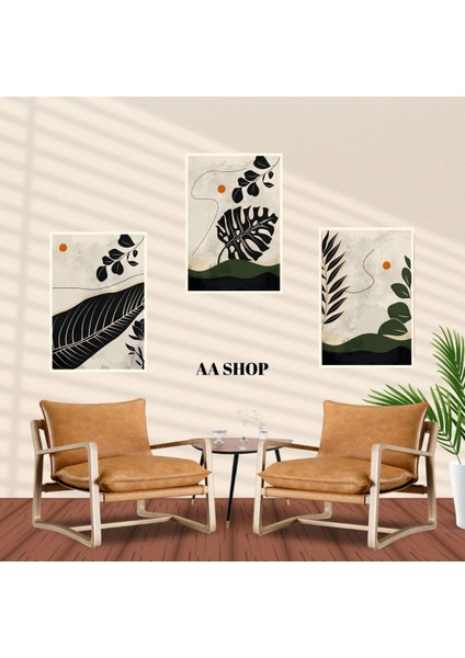 3 Parça Çiçek Yaprak Renkli Solmaz Kaliteli Baskı Çerçeve Görünümlü Mdf Tablo Set 18 fiyatları