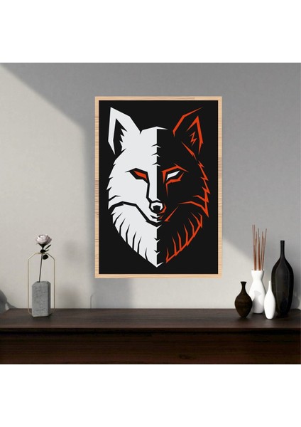 Kurt Hayvan Büyük Boy Renkli Solmaz Kaliteli Baskı Çerçeve Görünümlü Mdf Tablo 70X50CM 269