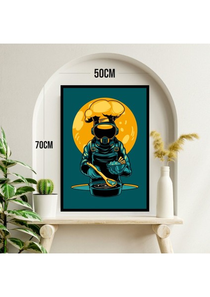 Aşçı Büyük Boy Renkli Solmaz Kaliteli Baskı Çerçeve Görünümlü Mdf Tablo 70X50CM 207 modelleri