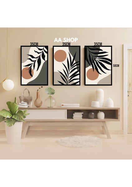 3 Parça Çiçek Yaprak Renkli Solmaz Kaliteli Baskı Çerçeve Görünümlü Mdf Tablo Set 21 modelleri