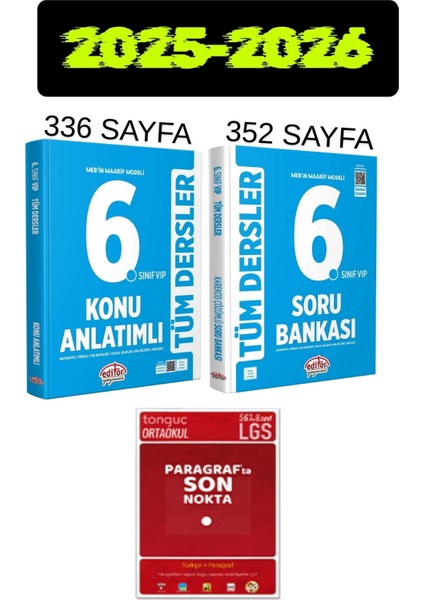 6. Sınıf Tüm Dersler Konu Anlatımı ve Soru Bankası Seti + Paragrafta Son Nokta 2026