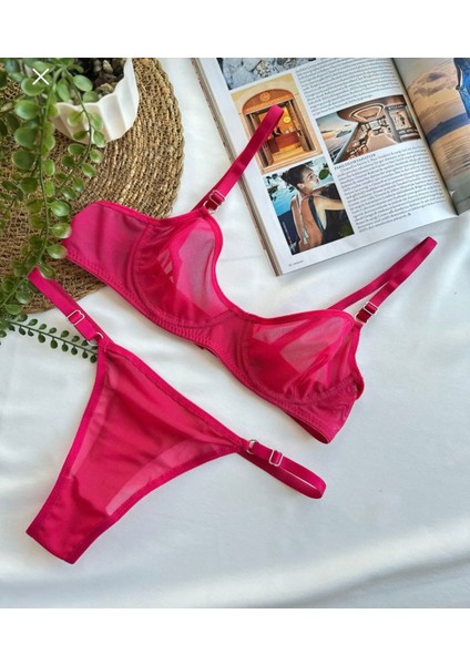 Kadın Pembe/fuşya Tül Iç Çamaşır Takımı