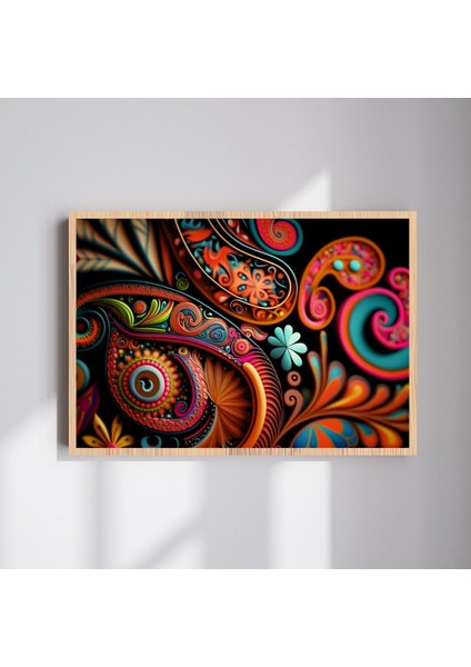 Mandala Büyük Boy Renkli Solmaz Kaliteli Baskı Çerçeve Görünümlü Mdf Tablo 70X50CM 84