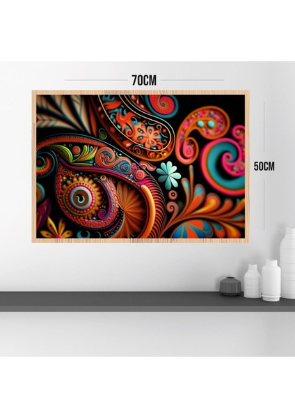 Mandala Büyük Boy Renkli Solmaz Kaliteli Baskı Çerçeve Görünümlü Mdf Tablo 70X50CM 84 modelleri